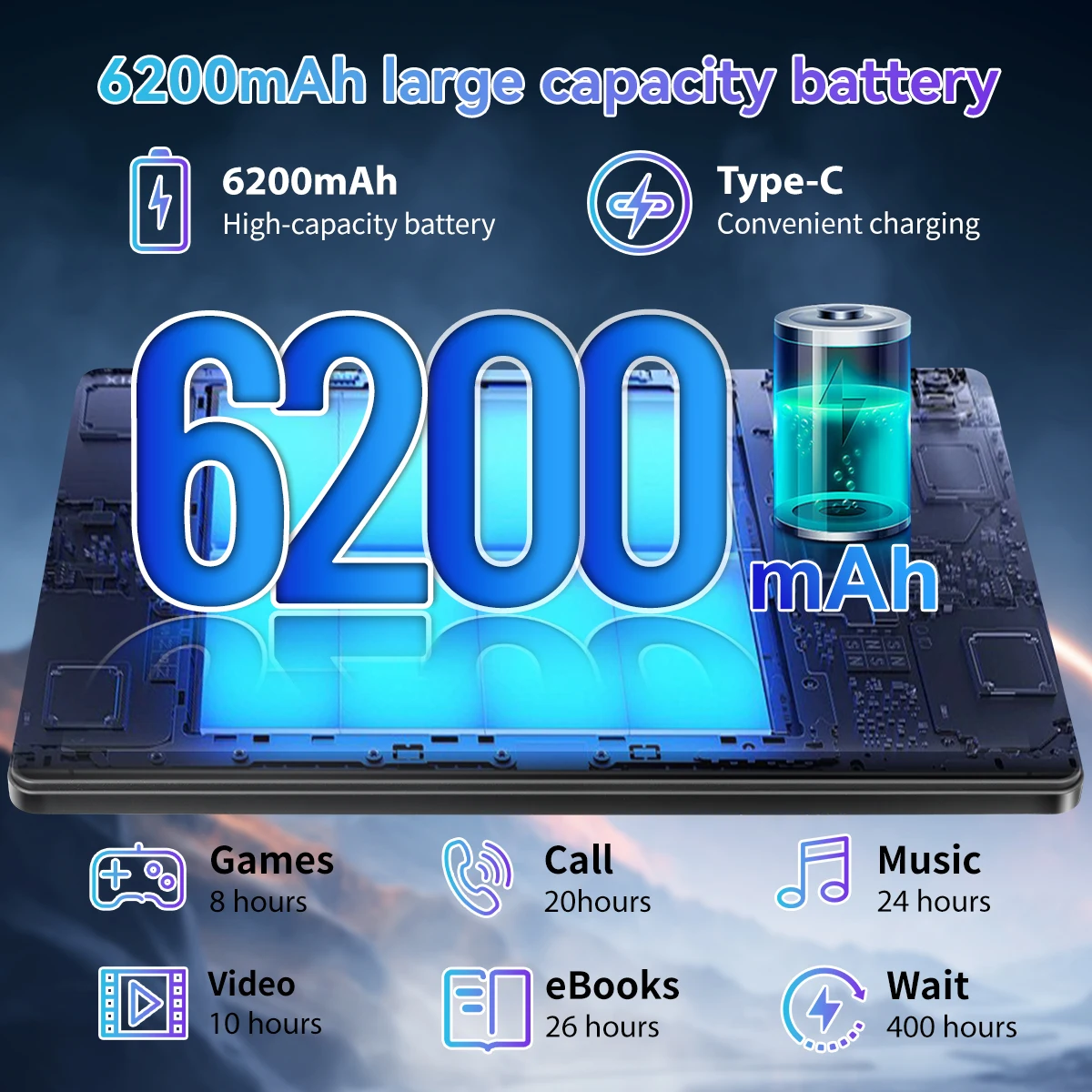 G13 10.1" Android Kids Tablet Octa‑Core Processor,30(6+24)GB RAM 128GB ROM,6200mAh Battery,Parental Control Dual Camera WiFi 6 Children Learning Tablet - Image 7