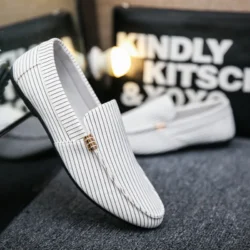 Spring Summer Mens Loafers Lightweight Comfortable Flat Casual Shoes Men Breathable Slip on Soft Leather Driving Shoes