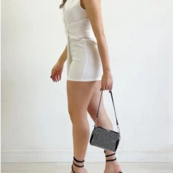 Woman Short Jumpsuit Summer 2024 Solid Color Sleeveless Slim Fit Sexy Fashion Elegant High Waist Office Jump Suit for Female