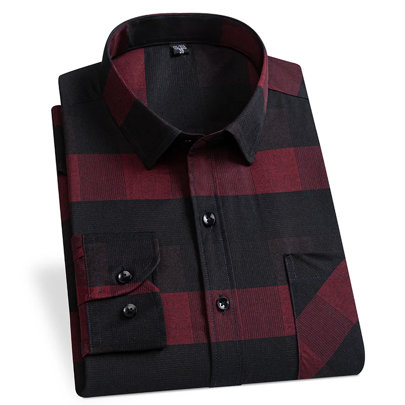 New Plaid Shirts For Men Long Sleeve Non-iron Anti-wrink Fashion Seasons Thin Easy Care Soft Smart Slim Fit Business Dress Shirt - Image 8