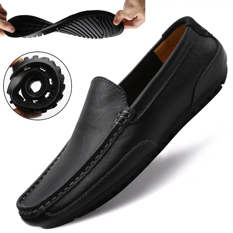 Shoes Leather Men Luxury Trendy Casual Slip on Formal Loafers Men Moccasins Italian Black Male Driving Shoes Sneakers Plus Size - Image 4