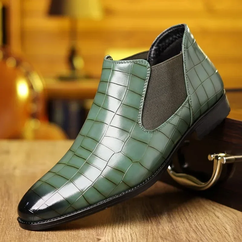 Men's Chelsea Boots Luxury Pointed-toe Ankle Boots Men Trendy High Quality Leather Shoes Business Dress Boots Big Size Men Shoes - Image 8