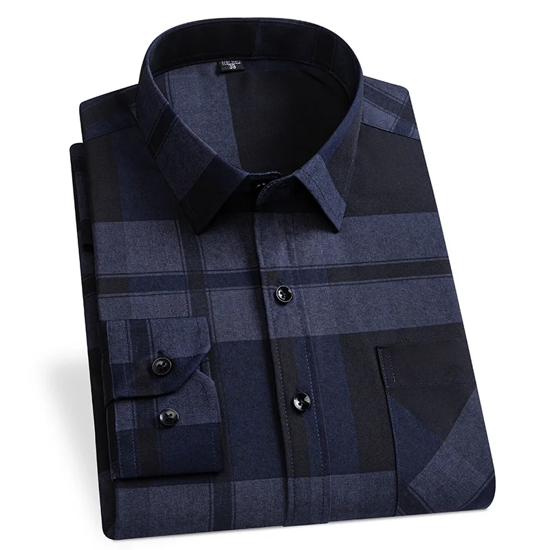 New Plaid Shirts For Men Long Sleeve Non-iron Anti-wrink Fashion Seasons Thin Easy Care Soft Smart Slim Fit Business Dress Shirt - Image 11