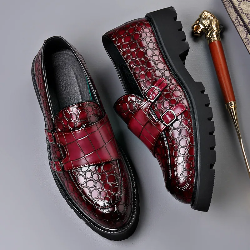 Men's Thick-Sole Leather Buckle Loafers – Business Casual Shoes - Image 3