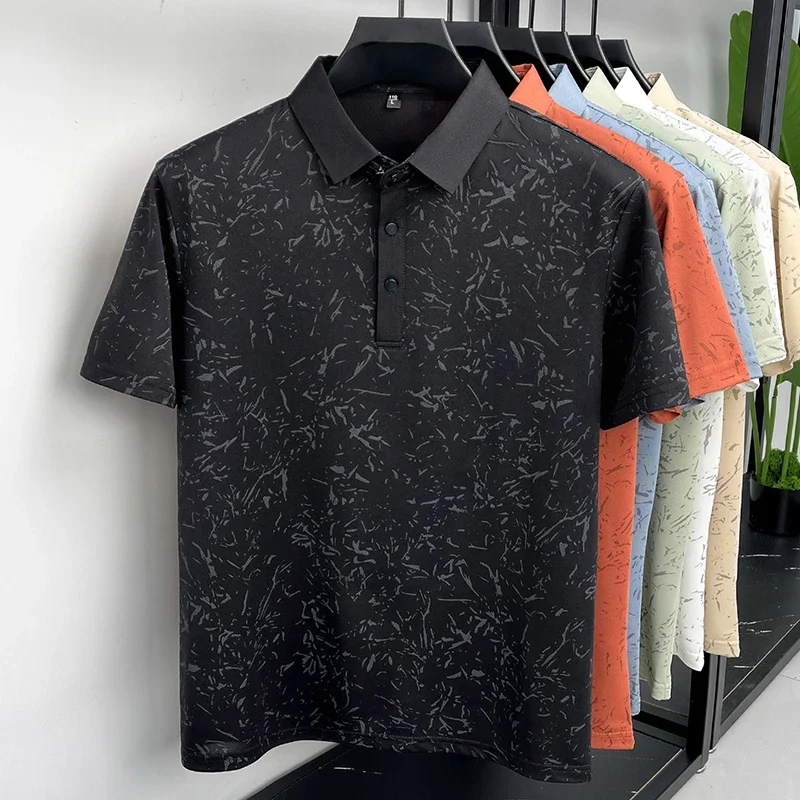 Mens Abstract Print Polo Shirts Short Sleeve Casual Business Golf Shirt Breathable Quick Dry Lightweight Summer Tops for Men - Image 10