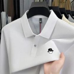 100% pure cotton high-end brand men's long sleeve polo shirt autumn winter fashionable luxury embroidery golf top casual T-shirt