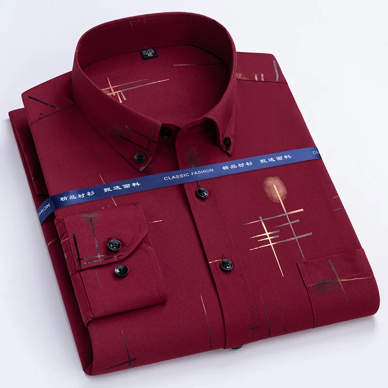 New Plaid Shirts For Men Long Sleeve Non-iron Anti-wrink Fashion Seasons Thin Easy Care Soft Smart Slim Fit Business Dress Shirt - Image 5