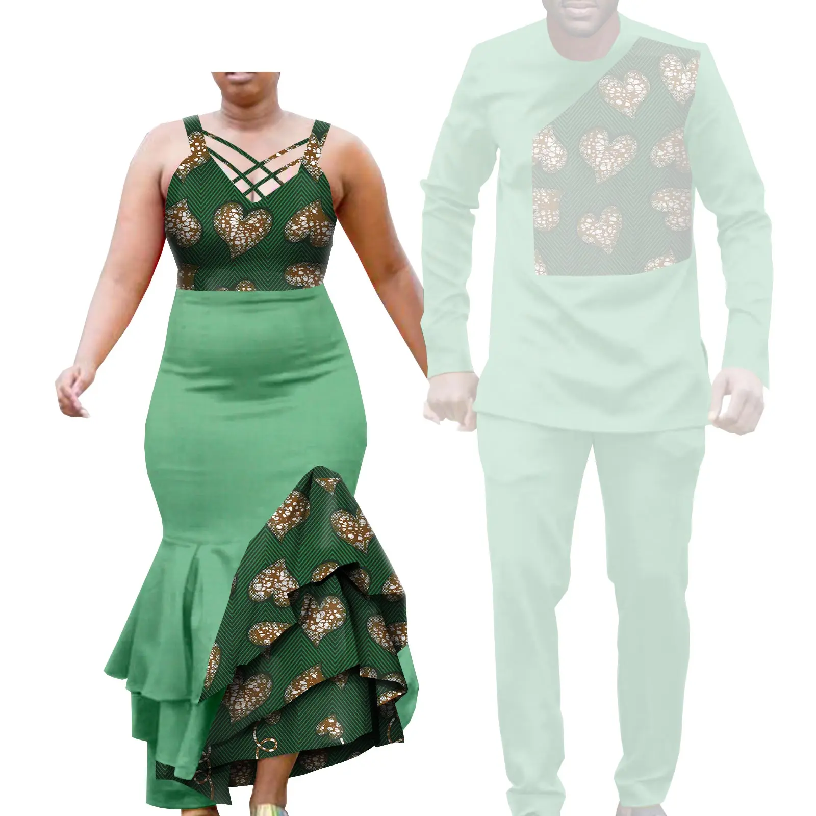 African Clothes for Couple Print Long Dresses for Women Dashiki Men Outfits Shirts and Pants 2 Piece Sets for Wedding A21C005 - Image 25