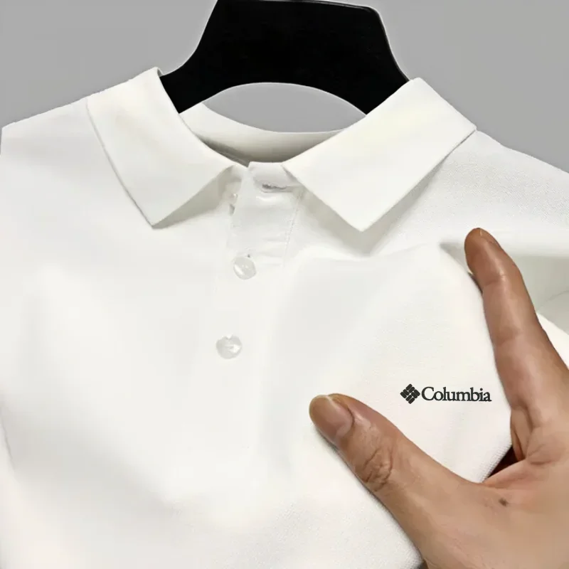 Men's short sleeved polo shirt high-end brand embroidered top 2026 summer new solid color comfortable and casual lapel T-shirt - Image 2
