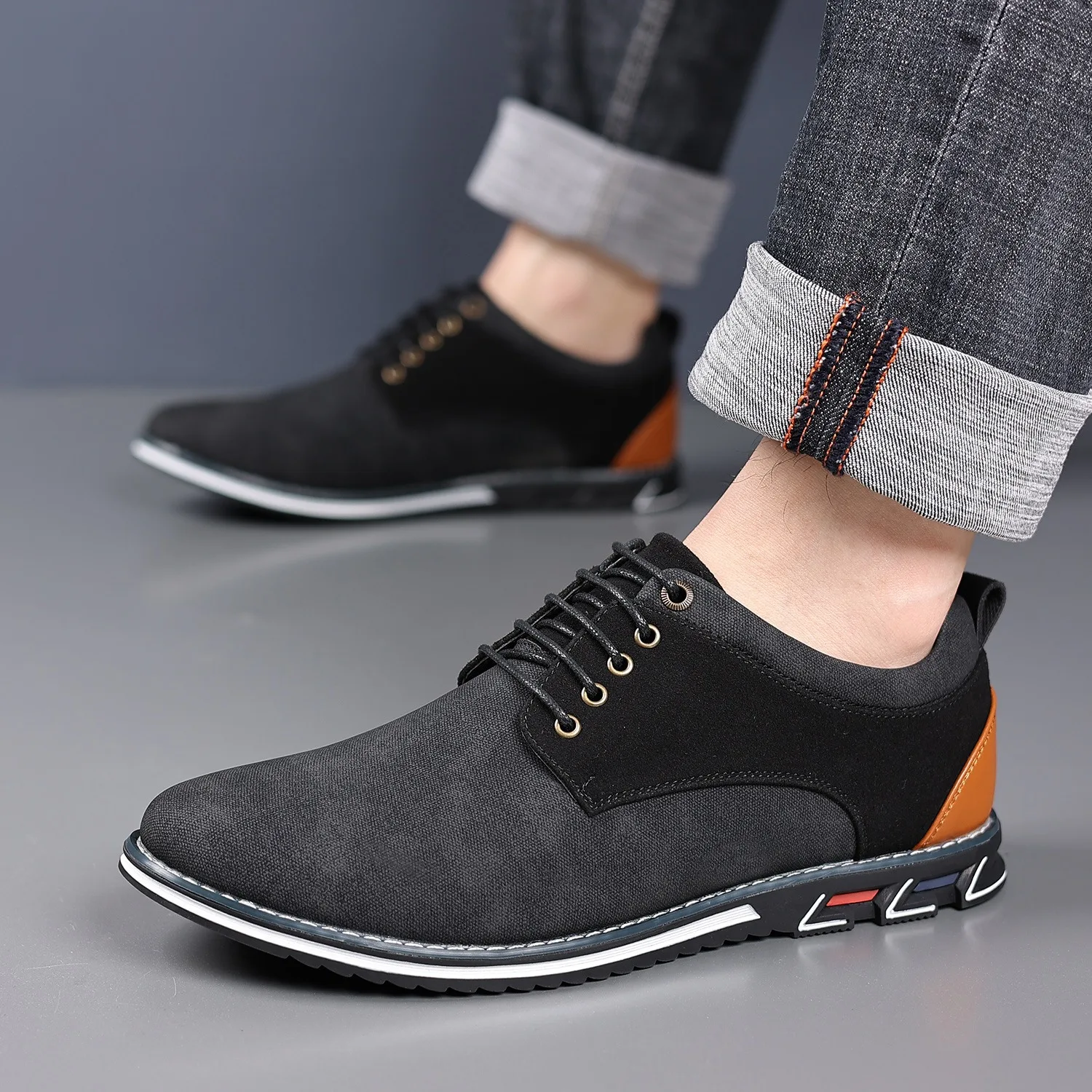 Men's Casual Derby Shoes Big Size Breathable Leather Lace Up Round Toe Comfortable Non-Slip Business Outdoor Walking Footwear - Image 4