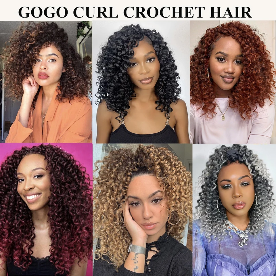 GoGo Curl Crochet Hair 14inch 1-8 Packs Ombre Brown Water Wave Curly Braiding Hair Beach Curl Deep Twist Crochet Hair Extensions - Image 6
