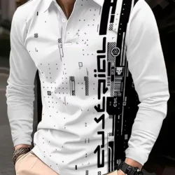 Funny 3D Printed Polo T Shirt For Men Summer Outdoor Golf Sports Clothing Fashion Lapel Long Sleeve Tops Casual Trend Loose Tees