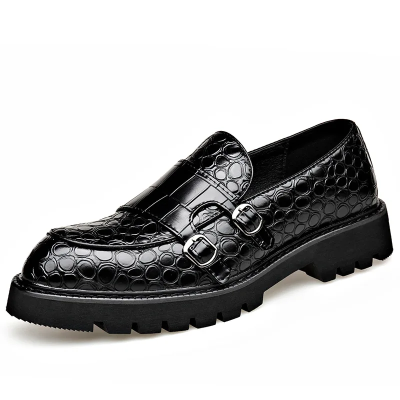 Men's Thick-Sole Leather Buckle Loafers – Business Casual Shoes - Image 2