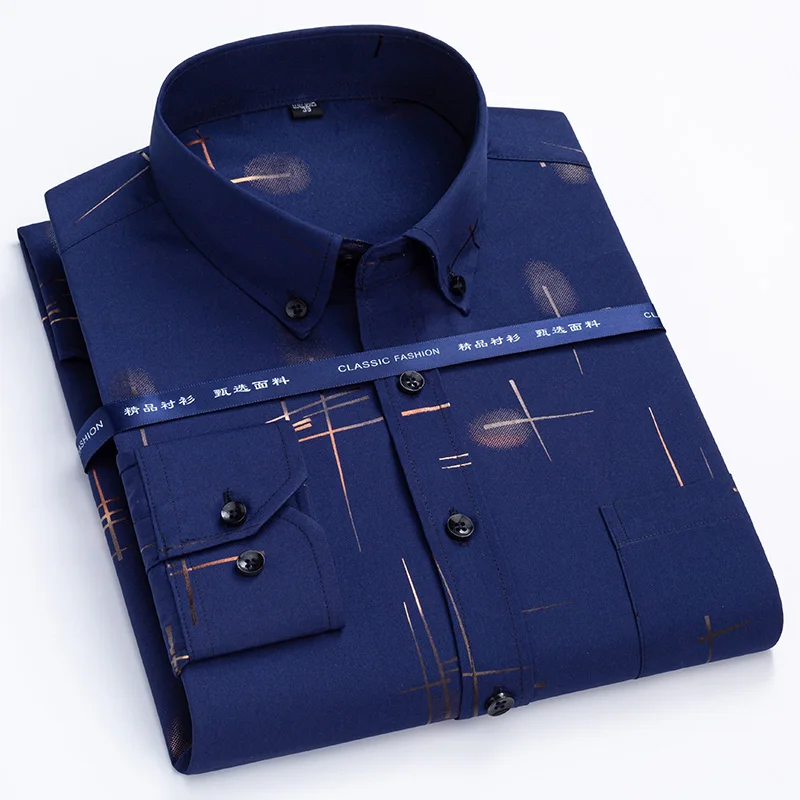 New Plaid Shirts For Men Long Sleeve Non-iron Anti-wrink Fashion Seasons Thin Easy Care Soft Smart Slim Fit Business Dress Shirt - Image 3