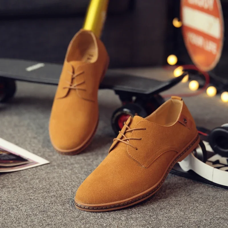 2024 Spring Suede Leather Men Shoes Oxford Casual Shoes Classic Sneakers Comfortable Footwear Dress Shoes Large Size Flats - Image 5