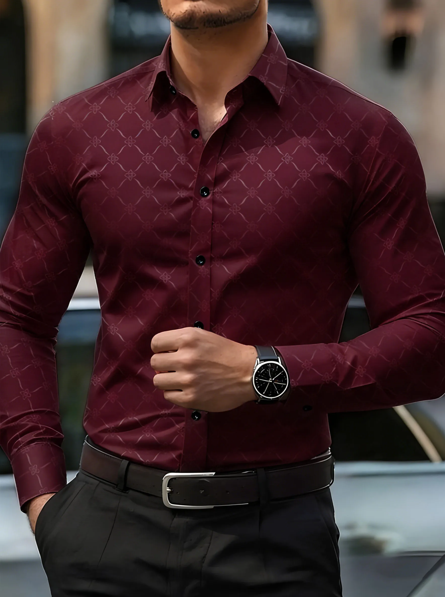 19 Colors Men's Slim Fit Long Sleeve Business Formal Shirt, Luxury Casual Button Vacation Shirt Loose Plus Size Shirt XS-6XL Fas - Image 6