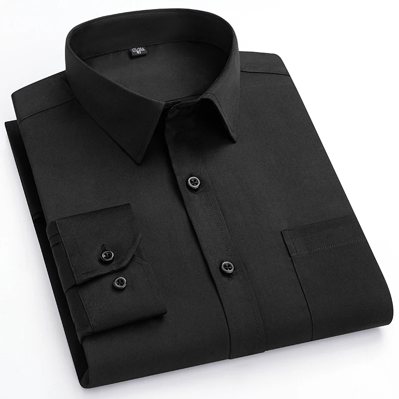2023 Solid Color Foursided Stretch Long-sleeved Shirt Spring And Autumn Square Collar Business Casual Versatile New Men Clothing - Image 11