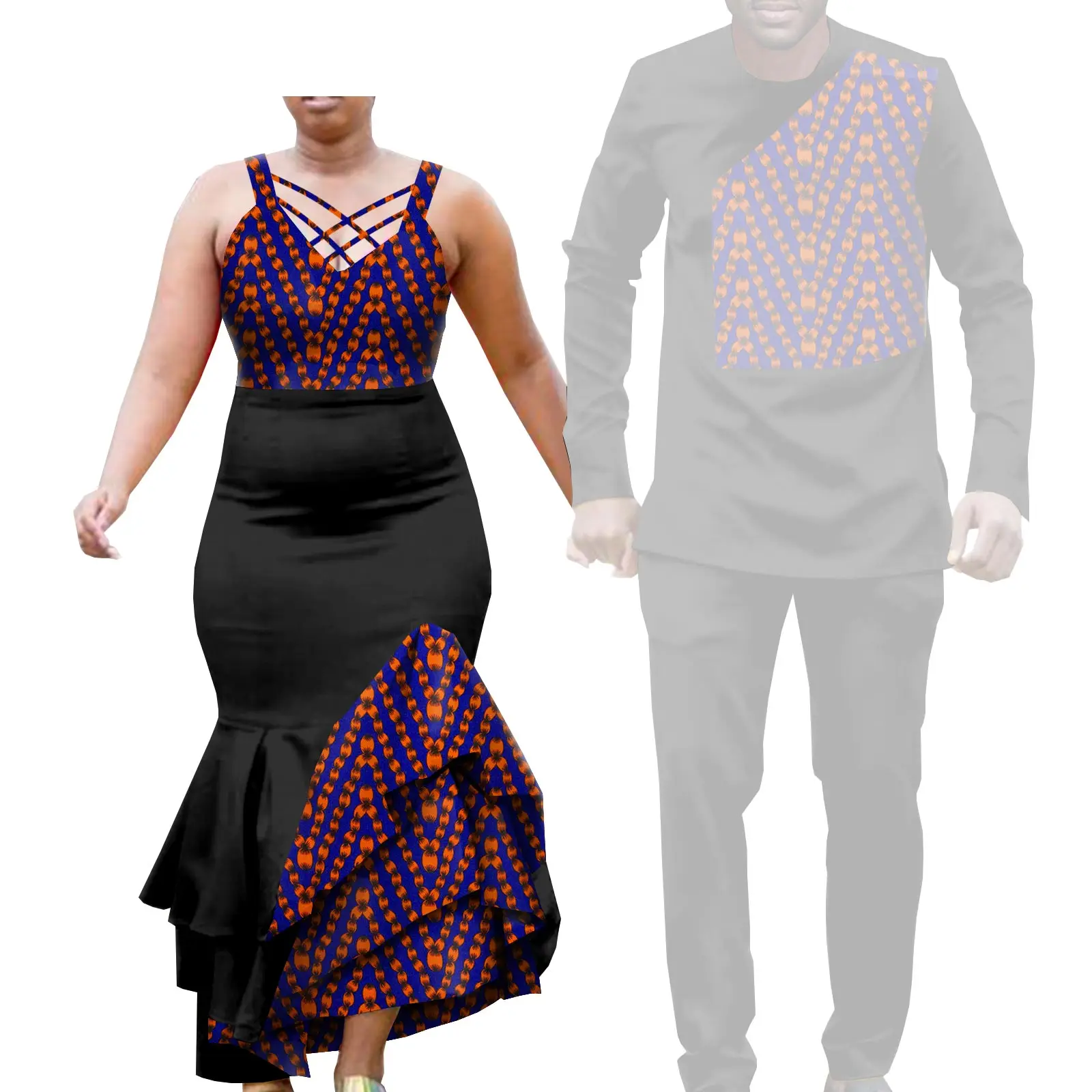 African Clothes for Couple Print Long Dresses for Women Dashiki Men Outfits Shirts and Pants 2 Piece Sets for Wedding A21C005 - Image 27