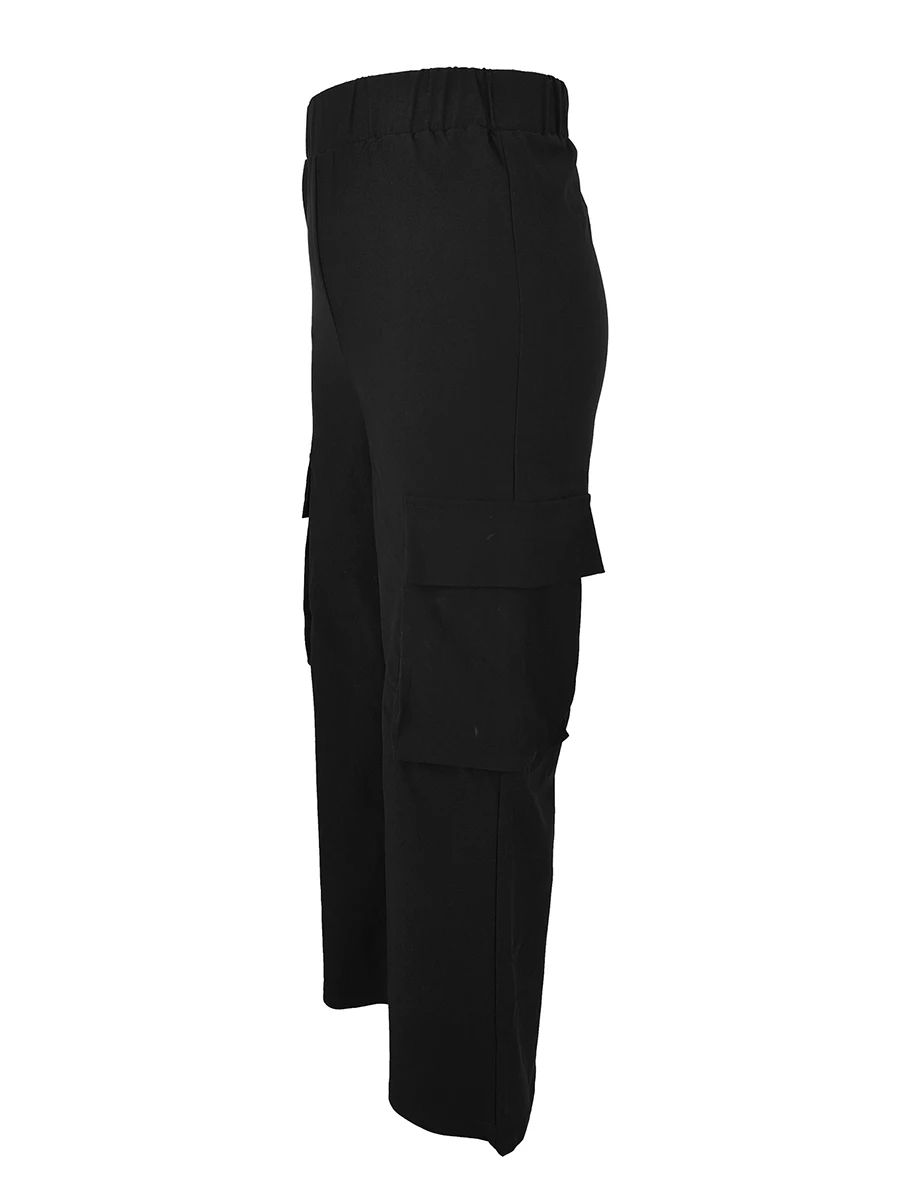 Women Y2K Cargo Pants Black Baggy Trousers With Pockets Casual Streetwear Wide Leg Straight Pants Korean Fashion Spring Autumn - Image 4