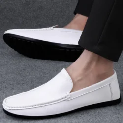 Mens Shoes High Quality 2025 Fashion New Loafers Comfort Leather Shoes White Men Autumn Casual Shoes Mocassin Plus Size 47