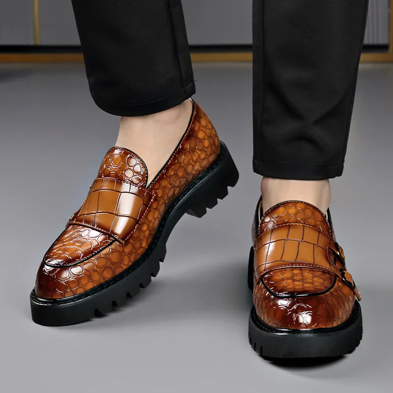 Men's Thick-Sole Leather Buckle Loafers – Business Casual Shoes - Image 4