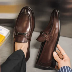 Men New Loafer Shoes Business Casual Leather Shoes Trendy Slip On Lazy Driving Moccasin Shoes For Men Fashion Simplement New