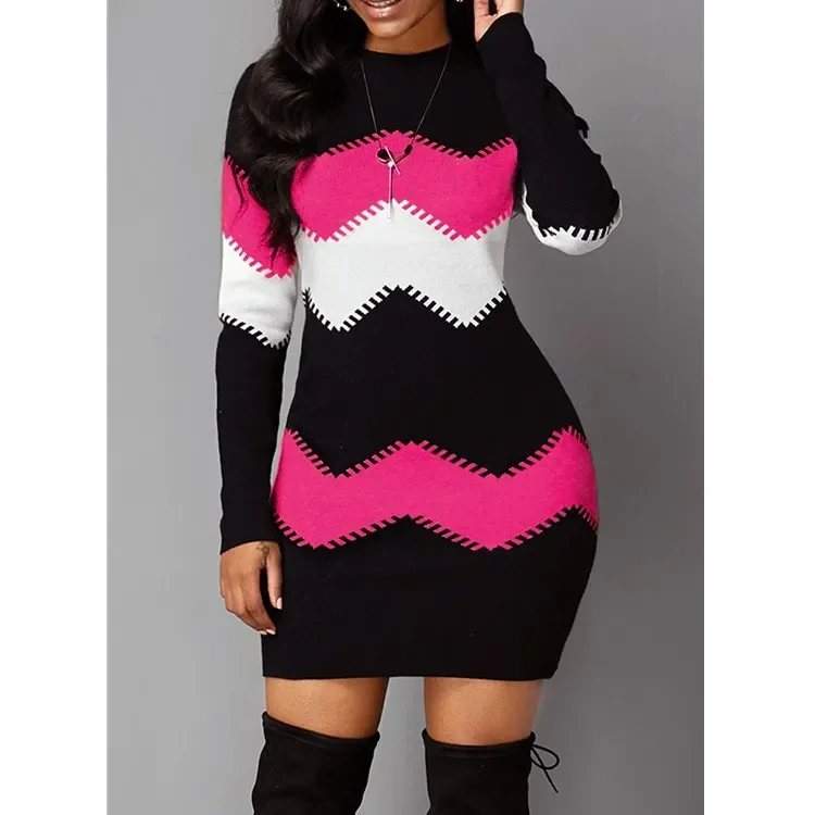 2024 Autumn Women Dress Hip Vintage Strip Befree Large Size Big Sexy Boho Casual Party Elegant Dresses for Women S-5XL - Image 2