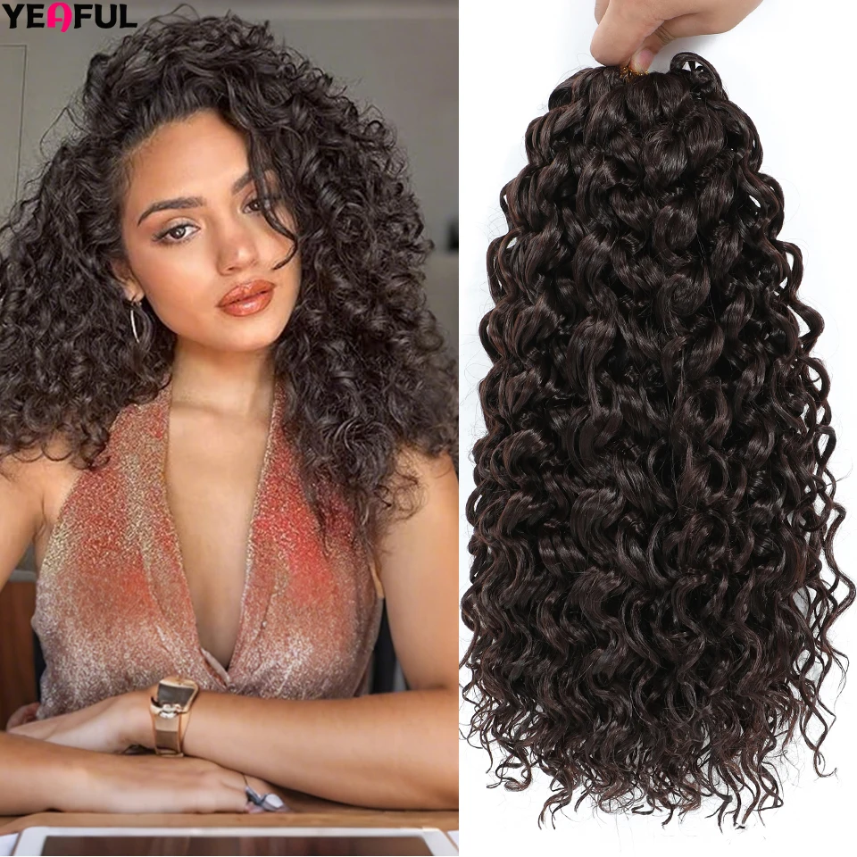 GoGo Curl Crochet Hair 14inch 1-8 Packs Ombre Brown Water Wave Curly Braiding Hair Beach Curl Deep Twist Crochet Hair Extensions - Image 12