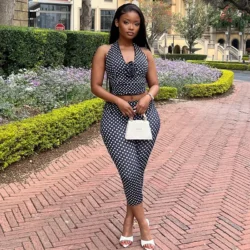 Polka Dot Print Pants Sets Women Sexy Hot Girl 3D Flowers Halter Neck Cropped Top Trousers Two Piece Set Fashion Streetwear Suit
