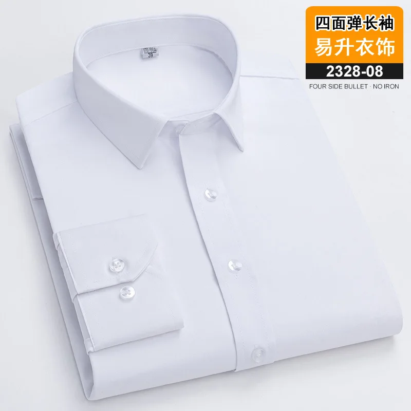 2023 Solid Color Foursided Stretch Long-sleeved Shirt Spring And Autumn Square Collar Business Casual Versatile New Men Clothing - Image 17