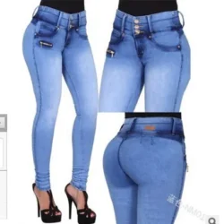 Close-fitting Jeans Women's New Autumn High-waisted Grind White Pleated Button Zipper Pencil Pants Small Foot Pants Jeans Y2k