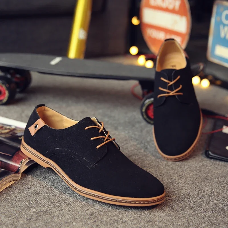 2024 Spring Suede Leather Men Shoes Oxford Casual Shoes Classic Sneakers Comfortable Footwear Dress Shoes Large Size Flats - Image 2