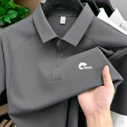 Men's polo shirt short sleeved sports patchwork printed top summer brand comfortable, breathable, casual and fashionable T-shirt
