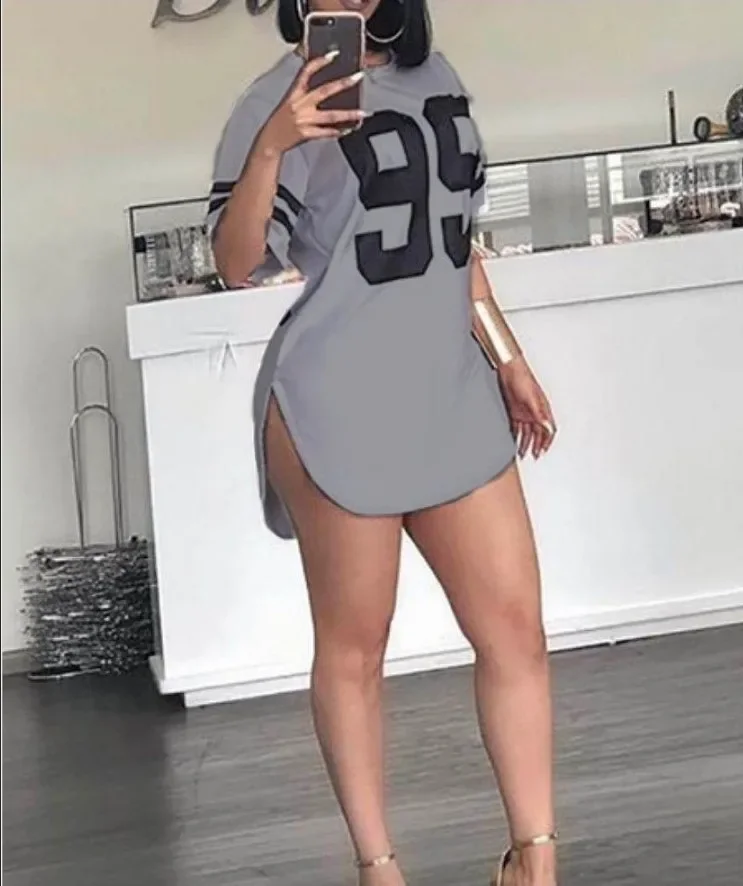 95 Pattern Print T-Shirt O-Neck Split Short Sleeve Sports Football Jersey Y2K Loose Oversized Street Retro Casual Tops - Image 4