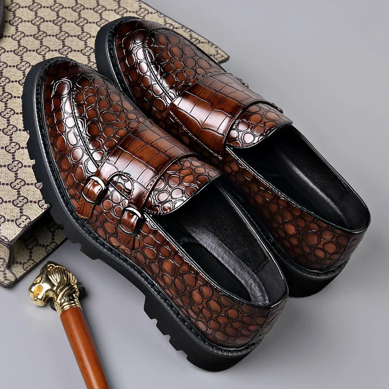 Men's Thick-Sole Leather Buckle Loafers – Business Casual Shoes - Image 6
