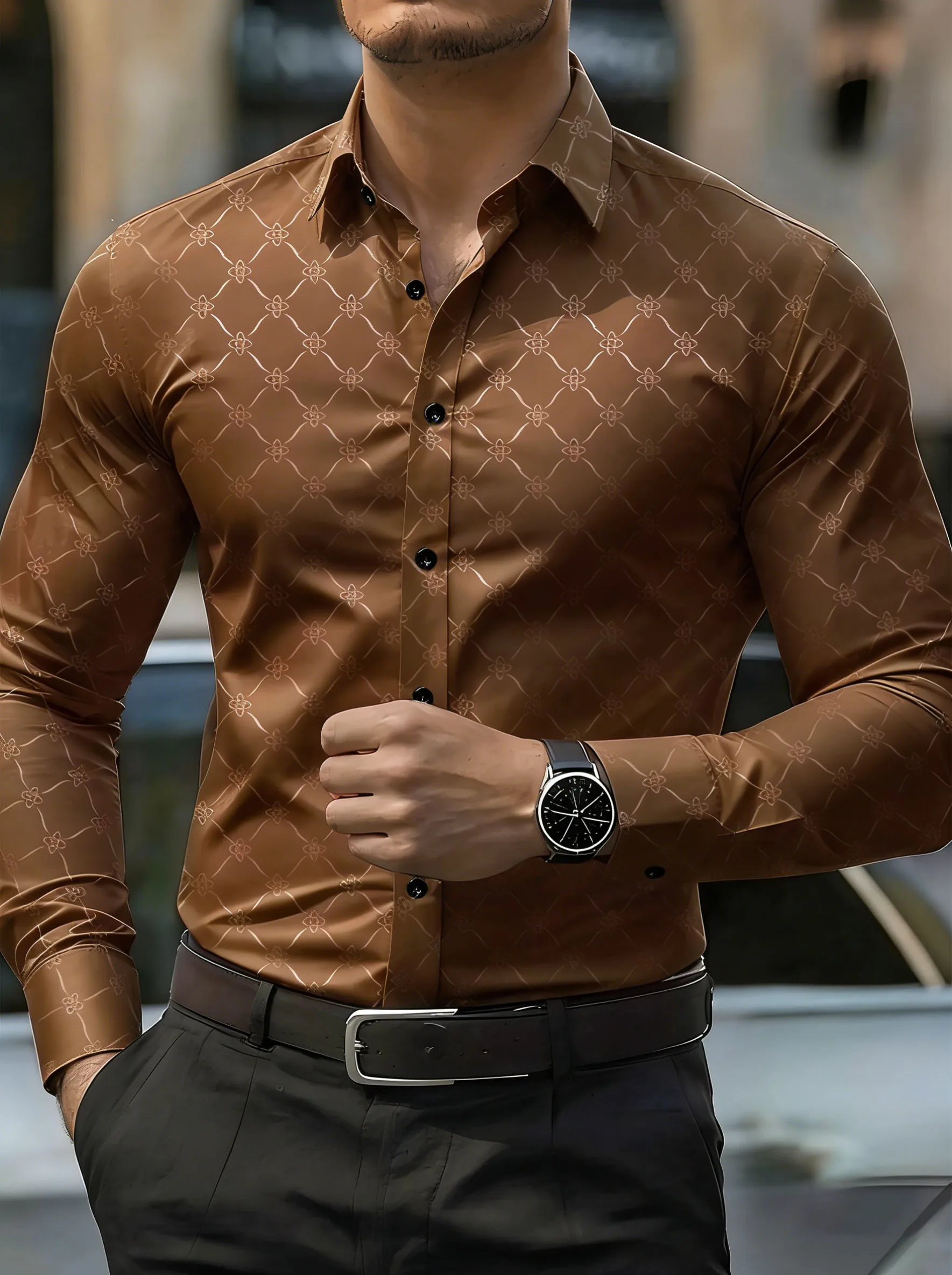 19 Colors Men's Slim Fit Long Sleeve Business Formal Shirt, Luxury Casual Button Vacation Shirt Loose Plus Size Shirt XS-6XL Fas - Image 13