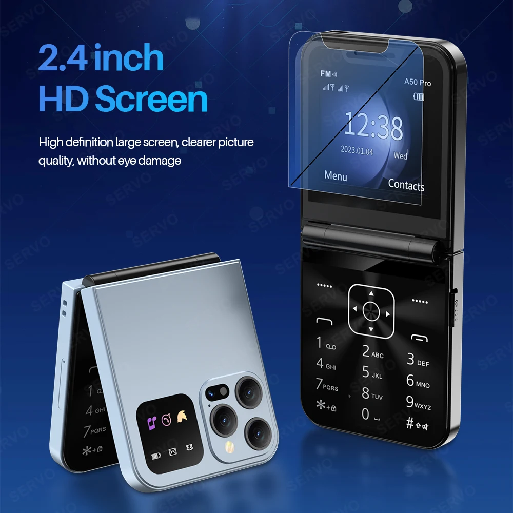 SERVO A50 PRO Flip Mobile Phone 2.4" Speed Dial Automatic Call Recording Blacklist 2 SIM Camera 2G Flashlight Button Cellphones - Image 4