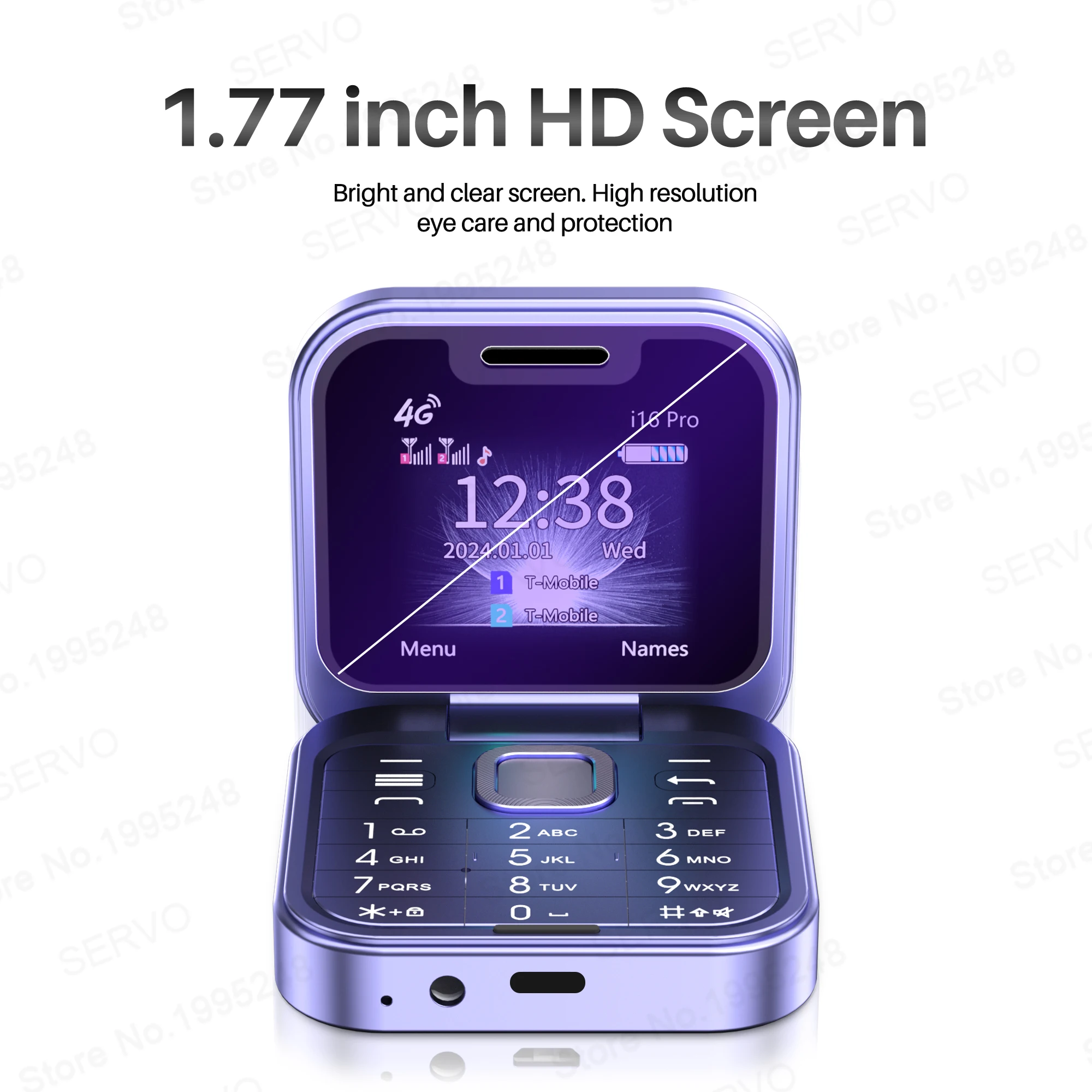 SERVO I16 Pro 4G LTE Mini Flip Mobile Phone Dual SIM Standby Call Recording Speed Dial FM Radio Blacklist Small Fold Cellphones - Image 6