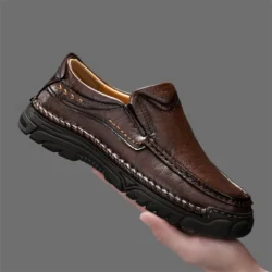 Men's Handcrafted Loafers All-Season Low-Top Casual Shoes Men's Comfortable Casual Oversized Footwear