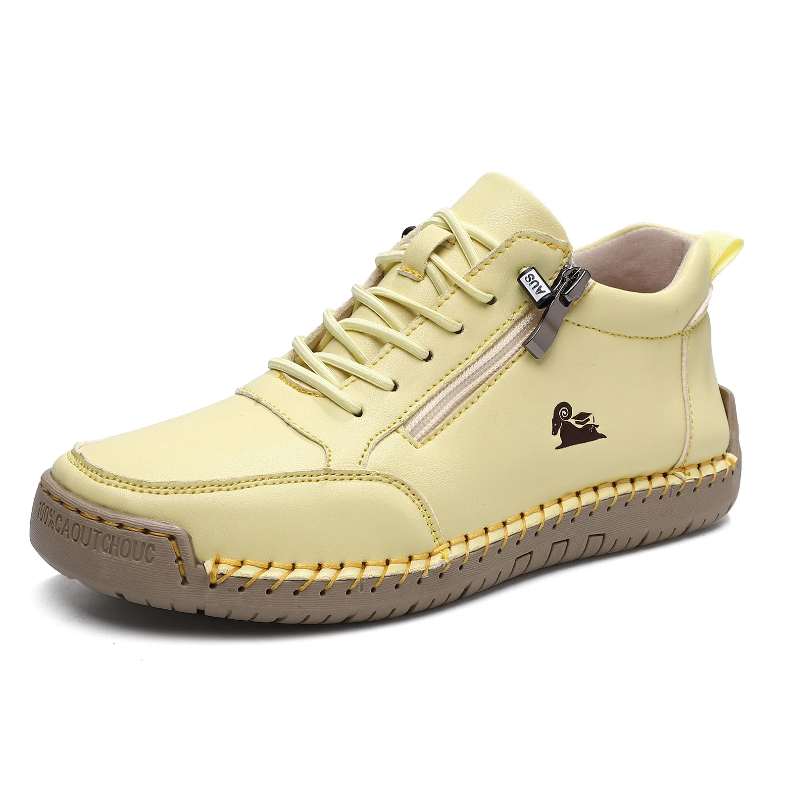 Women Sports Shoes 2026 New Outdoor Hiking Flat Bottomed Comfortable Casual Driving Shoes Soft Sole Zipper Fashion Leather Shoes - Image 7