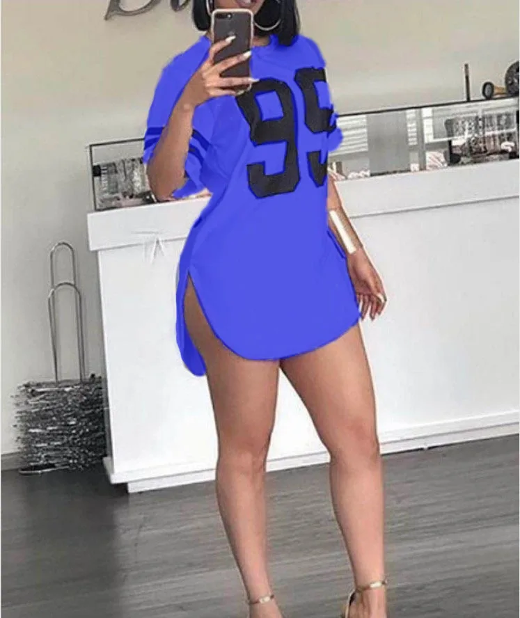 95 Pattern Print T-Shirt O-Neck Split Short Sleeve Sports Football Jersey Y2K Loose Oversized Street Retro Casual Tops - Image 6
