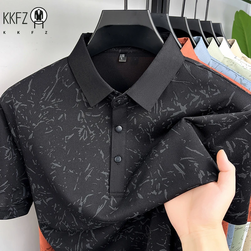Men Classic Polo Shirt With Printed Pattern Short Sleeve Tops For Everyday Use And Semi Formal Occasions - Image 4