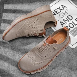 Men Stylish Mesh Shoes Brogues Soft Sole for Comfort Loafers Man Shoes Summer Lightweight Breathable Plus Size Casual Men Shoes