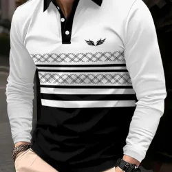 2026 Autumn/Winter Men's Polo Shirt with 3D Print Design - Comfortable Soft Casual Fashionable Outdoor Men's Clothing
