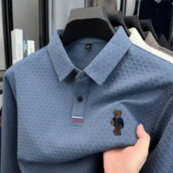 Luxury Brand Men's New High Quality Long Sleeves Polo Shirt Lapel Embroidery Jacquard T-Shirt Business Fashion Leisure Mens Wear