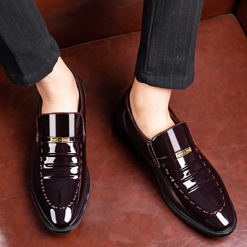 Patent Leather Men Shoes Slip On Oxfords for Male Wedding Party Office Work Shoes Plus Size Classic Business Casual Fashion Shoe - Image 4