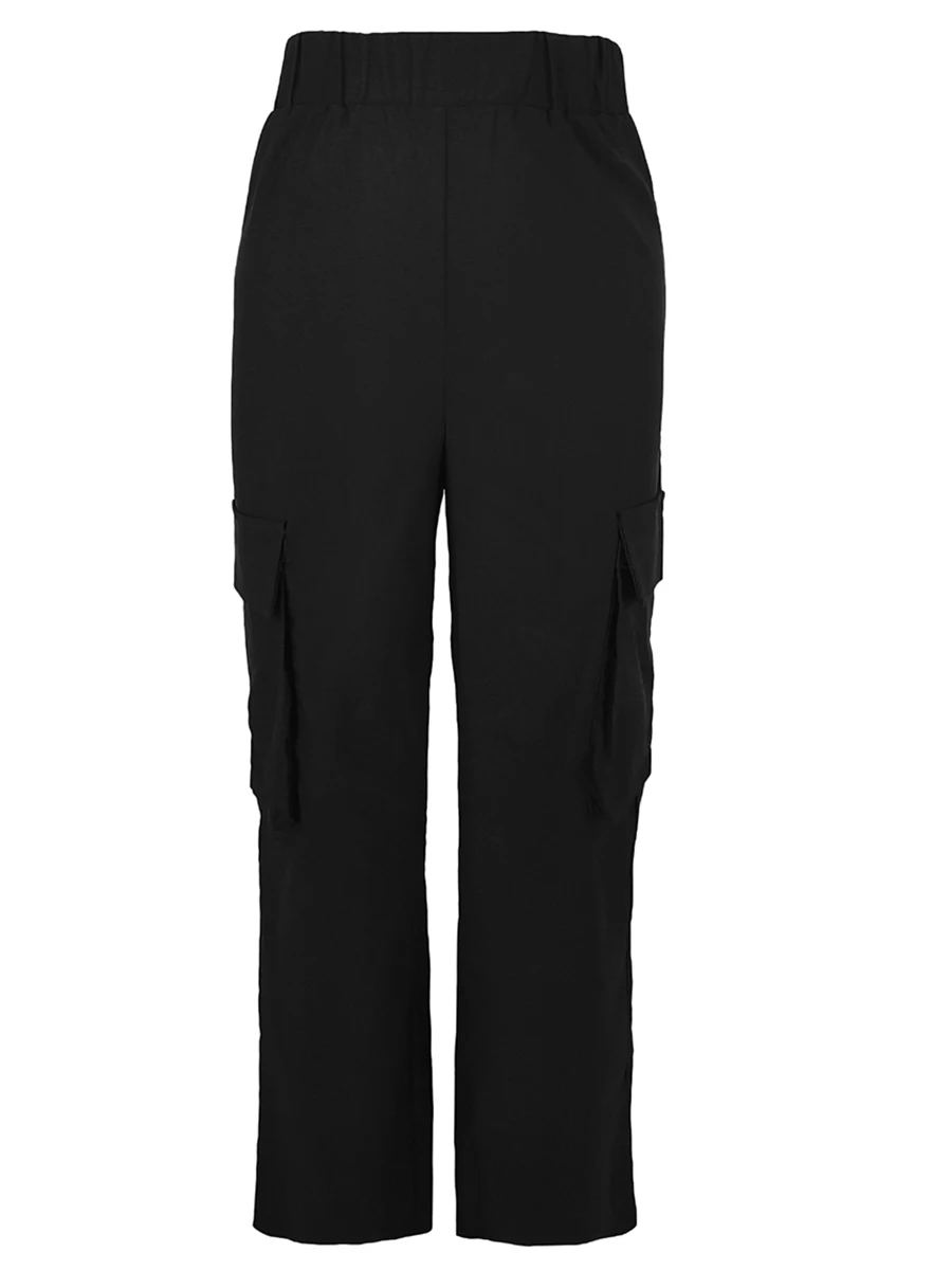 Women Y2K Cargo Pants Black Baggy Trousers With Pockets Casual Streetwear Wide Leg Straight Pants Korean Fashion Spring Autumn - Image 3