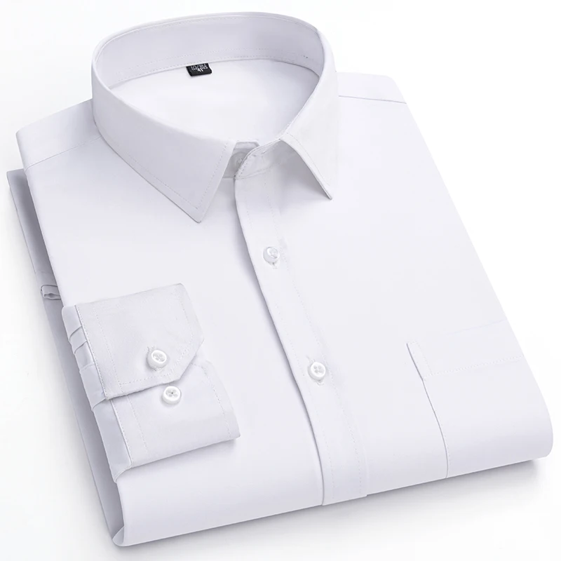 2023 Solid Color Foursided Stretch Long-sleeved Shirt Spring And Autumn Square Collar Business Casual Versatile New Men Clothing - Image 19