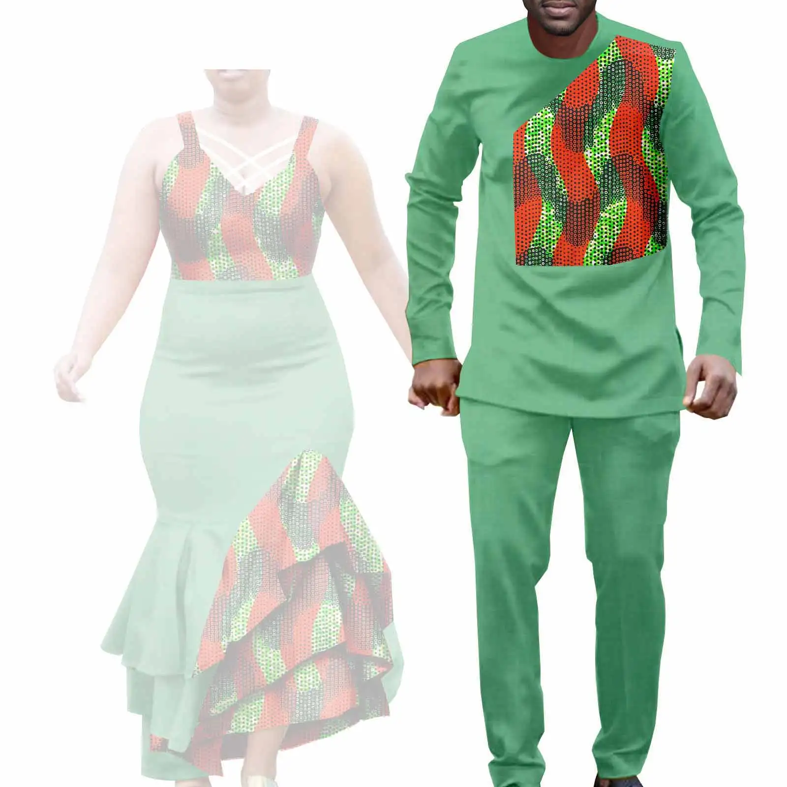 African Clothes for Couple Print Long Dresses for Women Dashiki Men Outfits Shirts and Pants 2 Piece Sets for Wedding A21C005 - Image 21
