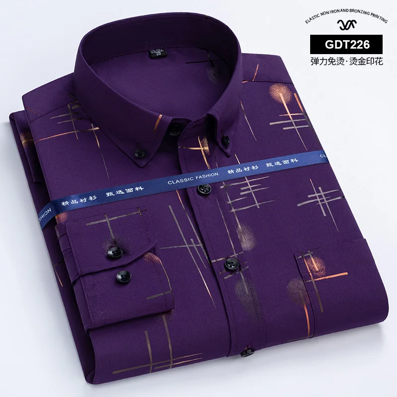 New Plaid Shirts For Men Long Sleeve Non-iron Anti-wrink Fashion Seasons Thin Easy Care Soft Smart Slim Fit Business Dress Shirt - Image 17
